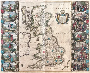 Grande-Bretagne, dans "Theatrum Orbis Terrarum, sive Atlas Novus" de Willem Blaeu, Amsterdam
