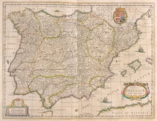 Péninsule ibérique, dans "Theatrum Orbis Terrarum, sive Atlas Novus" de Willem Blaeu, Amsterdam