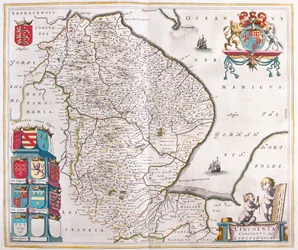Lincoln shire, dans "Theatrum Orbis Terrarum, sive Atlas Novus" de Willem Blaeu, Amsterdam