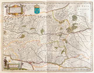 Zone nord de Lyon, dans le "Theatrum Orbis Terrarum, sive Atlas Novus" de Willem Blaeu, Amsterdam
