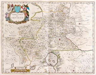 Orvieto, lac de Bolsena, Italie, dans "Theatrum Orbis Terrarum, sive Atlas Novus" de Willem Blaeu, Amsterdam