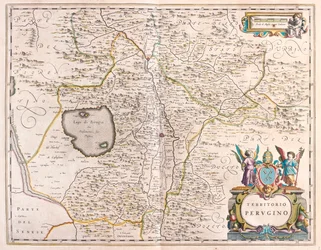 Pérouse, Italie, dans "Theatrum Orbis Terrarum, sive Atlas Novus" de Willem Blaeu, Amsterdam