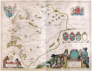 Comté de Rutland, dans "Theatrum Orbis Terrarum, sive Atlas Novus" de Willem Blaeu, Amsterdam