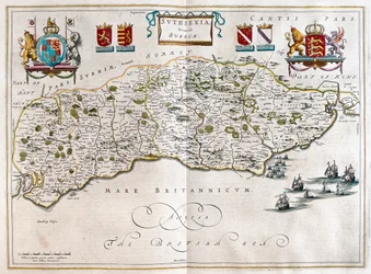 Sussex, dans "Theatrum Orbis Terrarum, sive Atlas Novus" de Willem Blaeu, Amsterdam