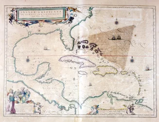 La mer des Caraïbes : on peut voir le triangle des Bermudes entre l