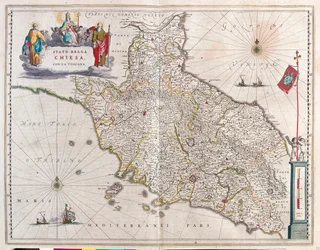 Toscane et Vatican, Italie, dans le "Theatrum Orbis Terrarum, sive Atlas Novus" de Willem Blaeu, Amsterdam