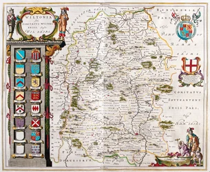 Wilshire, dans "Theatrum Orbis Terrarum, sive Atlas Novus" de Willem Blaeu, Amsterdam