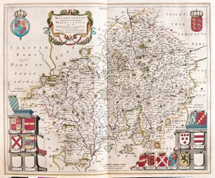 Worcestershire, warwikshire, dans "Theatrum Orbis Terrarum, sive Atlas Novus" de Willem Blaeu, Amsterdam