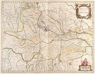 ville de Mantoue, Italie, dans le "Theatrum Orbis Terrarum, sive Atlas Novus" de Willem Blaeu, Amsterdam