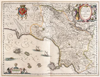 région de Campanie, Italie, dans "Theatrum Orbis Terrarum, sive Atlas Novus" de Willem Blaeu, Amsterdam