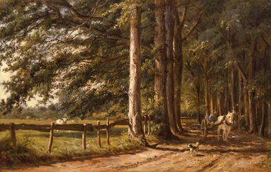 Chariot à cheval sur un chemin de campagne, 19ème siècle