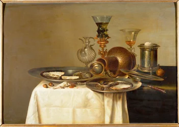 Coupes et huîtres (huile sur bois de chêne)