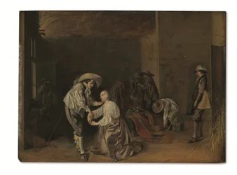 Soldats prenant du butin (huile sur panneau)