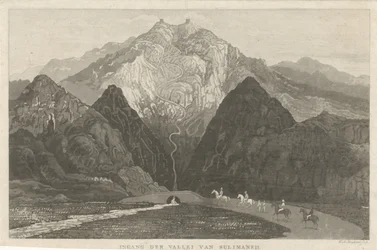 Voyageurs dans un paysage montagneux