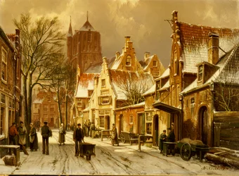 Scène de rue en hiver