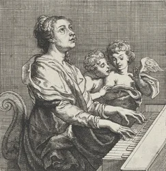 Sainte Cécile jouant de l