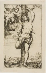 Saint Sébastien couronné par un ange