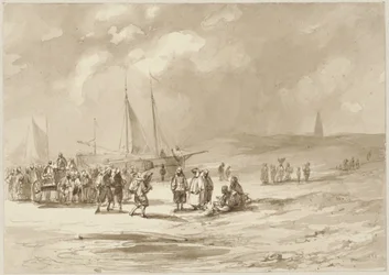 Plage avec pêcheurs