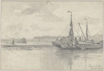 Bateaux de pêche dans un paysage à Papendrecht