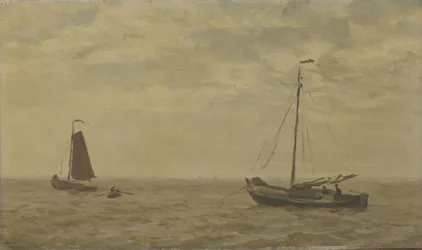 Paysage maritime avec bateaux de pêche