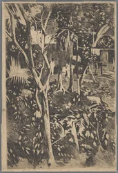 Famille dans le jardin de l