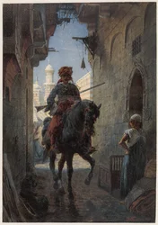 Cavalier turc dans une ville