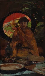 Fille avec un parasol japonais