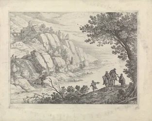 Cavaliers et mendiants dans un paysage