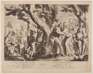 Rencontre entre Moïse et Jethro, planche 1 des Trônes de justice (Thronus Iustitiae)