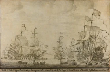 Conseil de guerre à bord du Sept Provinces, le vaisseau amiral de Michiel Adriaensz de Ruyter, 10 juin 1666, précédant la bataille des Quatre Jours : épisode de la deuxième guerre anglo-néerlandaise