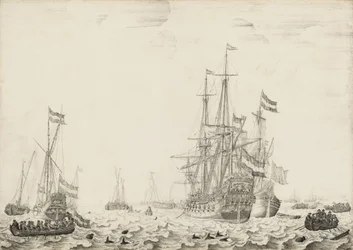 Navires hollandais près de la côte