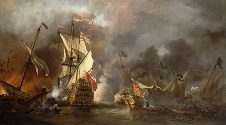 Un navire anglais en action avec des pirates barbaresques