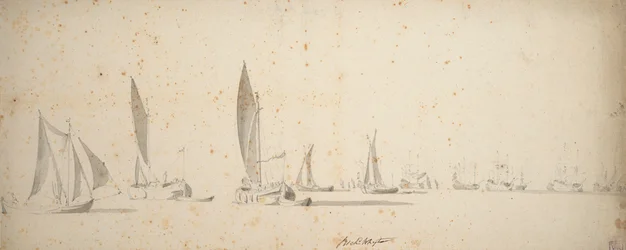 Une tochtschuit, wijdschips et waterschips par une légère brise, c.1664