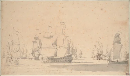 Navires anglais, un ketch et un galliot par vent léger, juin 1673?, c.1673