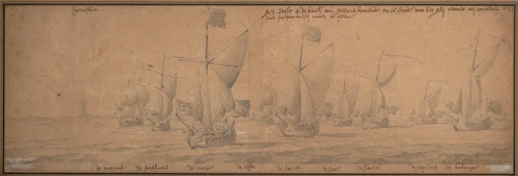 Yachts arrivant sur la côte hollandaise le 9 décembre 1677