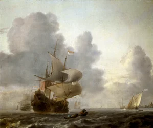 Paysage de bateaux dans une mer agitée