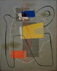 Composition linéaire sur fond gris