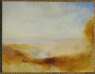 Paysage avec une riviere et une baie dans le lointain ...