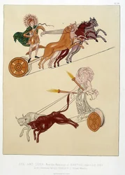 Figures allégoriques du Soleil et de la Lune - dans "Les miniatures et ornements des manuscrits anglo-saxons et irlandais"