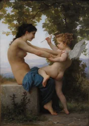 Une jeune fille se défendant contre Éros, 1880