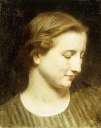 Femme en robe rayée