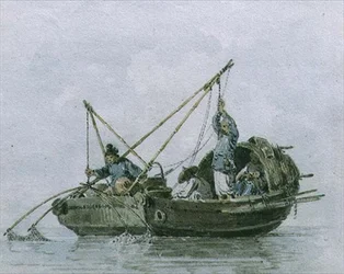 Pêcheurs chinois dans une jonque