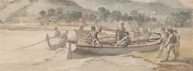 Bateaux et hommes sur le rivage