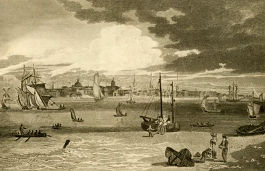 Vue de Liverpool, depuis le ferry, Lancashire, 1808