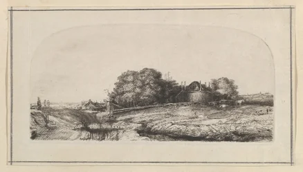 Paysage avec une grange à foin et un troupeau de moutons (copie)