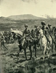 Lord Roberts et son état-major sur le veldt approchant Pretoria, 1901