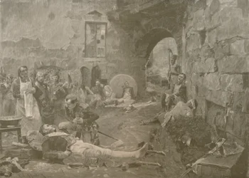 Napoléon et le Maréchal Lannes à Essling, 1809, 1896