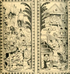 Potiers chinois au travail, dessin pour vitrail, vers 1870, 1881