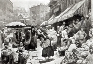Colonie italienne de Mulberry Bend à New York, illustration dans le magazine 