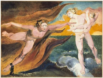 Les bons et les mauvais anges luttant pour la possession d